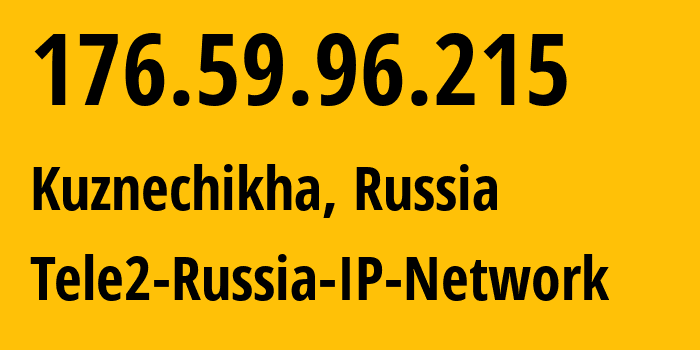 IP address 176.59.96.215 (Kuznechikha, Nizhny Novgorod Oblast, Russia) get location, coordinates on map, ISP provider AS48092 Tele2-Russia-IP-Network // who is provider of ip address 176.59.96.215, whose IP address