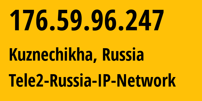 IP address 176.59.96.247 (Kuznechikha, Nizhny Novgorod Oblast, Russia) get location, coordinates on map, ISP provider AS48092 Tele2-Russia-IP-Network // who is provider of ip address 176.59.96.247, whose IP address