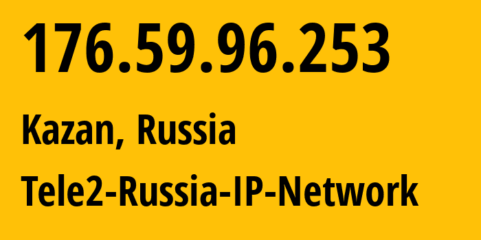 IP-адрес 176.59.96.253 (Казань, Татарстан, Россия) определить местоположение, координаты на карте, ISP провайдер AS48092 Tele2-Russia-IP-Network // кто провайдер айпи-адреса 176.59.96.253