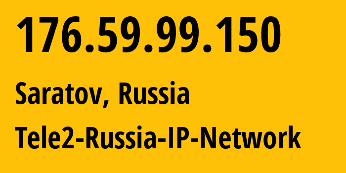 IP-адрес 176.59.99.150 (Саратов, Саратовская Область, Россия) определить местоположение, координаты на карте, ISP провайдер AS48092 Tele2-Russia-IP-Network // кто провайдер айпи-адреса 176.59.99.150