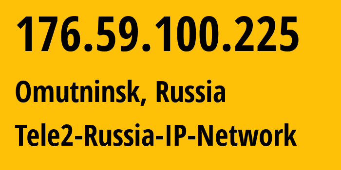 IP-адрес 176.59.100.225 (Омутнинск, Кировская Область, Россия) определить местоположение, координаты на карте, ISP провайдер AS48092 Tele2-Russia-IP-Network // кто провайдер айпи-адреса 176.59.100.225