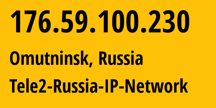 IP-адрес 176.59.100.230 (Казань, Татарстан, Россия) определить местоположение, координаты на карте, ISP провайдер AS48092 Tele2-Russia-IP-Network // кто провайдер айпи-адреса 176.59.100.230