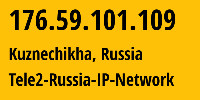 IP address 176.59.101.109 (Kuznechikha, Nizhny Novgorod Oblast, Russia) get location, coordinates on map, ISP provider AS48092 Tele2-Russia-IP-Network // who is provider of ip address 176.59.101.109, whose IP address