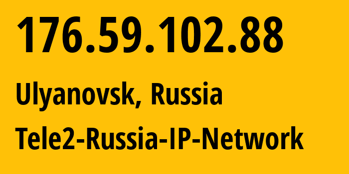 IP address 176.59.102.88 (Ulyanovsk, Ulyanovsk Oblast, Russia) get location, coordinates on map, ISP provider AS48092 Tele2-Russia-IP-Network // who is provider of ip address 176.59.102.88, whose IP address