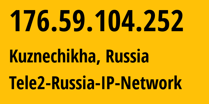 IP-адрес 176.59.104.252 (Кузнечиха, Нижегородская область, Россия) определить местоположение, координаты на карте, ISP провайдер AS48092 Tele2-Russia-IP-Network // кто провайдер айпи-адреса 176.59.104.252