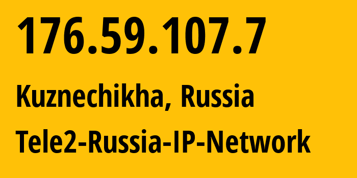 IP-адрес 176.59.107.7 (Кузнечиха, Нижегородская Область, Россия) определить местоположение, координаты на карте, ISP провайдер AS48092 Tele2-Russia-IP-Network // кто провайдер айпи-адреса 176.59.107.7