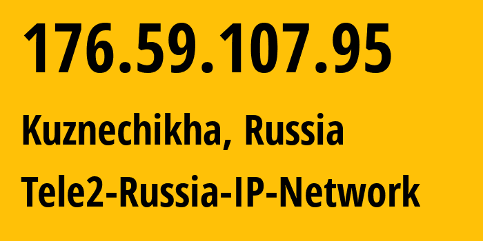 IP-адрес 176.59.107.95 (Кузнечиха, Нижегородская Область, Россия) определить местоположение, координаты на карте, ISP провайдер AS48092 Tele2-Russia-IP-Network // кто провайдер айпи-адреса 176.59.107.95