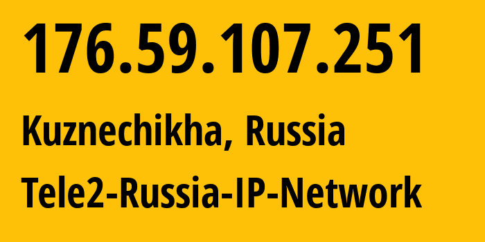 IP address 176.59.107.251 (Kuznechikha, Nizhny Novgorod Oblast, Russia) get location, coordinates on map, ISP provider AS48092 Tele2-Russia-IP-Network // who is provider of ip address 176.59.107.251, whose IP address