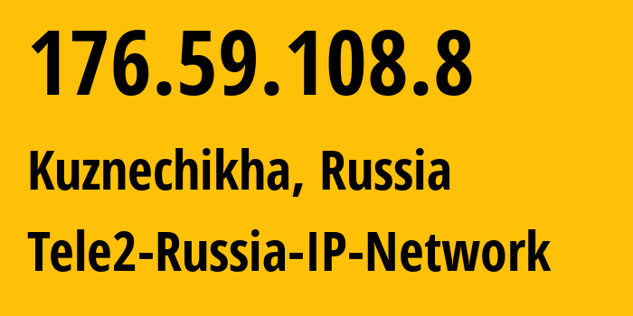 IP address 176.59.108.8 (Kuznechikha, Nizhny Novgorod Oblast, Russia) get location, coordinates on map, ISP provider AS48092 Tele2-Russia-IP-Network // who is provider of ip address 176.59.108.8, whose IP address