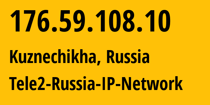 IP address 176.59.108.10 (Kuznechikha, Nizhny Novgorod Oblast, Russia) get location, coordinates on map, ISP provider AS48092 Tele2-Russia-IP-Network // who is provider of ip address 176.59.108.10, whose IP address