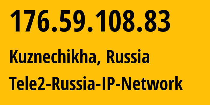 IP address 176.59.108.83 (Kuznechikha, Nizhny Novgorod Oblast, Russia) get location, coordinates on map, ISP provider AS48092 Tele2-Russia-IP-Network // who is provider of ip address 176.59.108.83, whose IP address