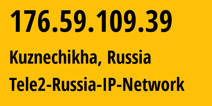 IP address 176.59.109.39 (Kuznechikha, Nizhny Novgorod Oblast, Russia) get location, coordinates on map, ISP provider AS48092 Tele2-Russia-IP-Network // who is provider of ip address 176.59.109.39, whose IP address