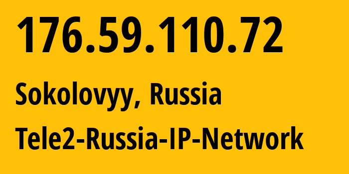 IP-адрес 176.59.110.72 (Цивильск, Чувашия, Россия) определить местоположение, координаты на карте, ISP провайдер AS48092 Tele2-Russia-IP-Network // кто провайдер айпи-адреса 176.59.110.72