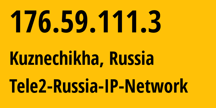 IP-адрес 176.59.111.3 (Кузнечиха, Нижегородская Область, Россия) определить местоположение, координаты на карте, ISP провайдер AS48092 Tele2-Russia-IP-Network // кто провайдер айпи-адреса 176.59.111.3