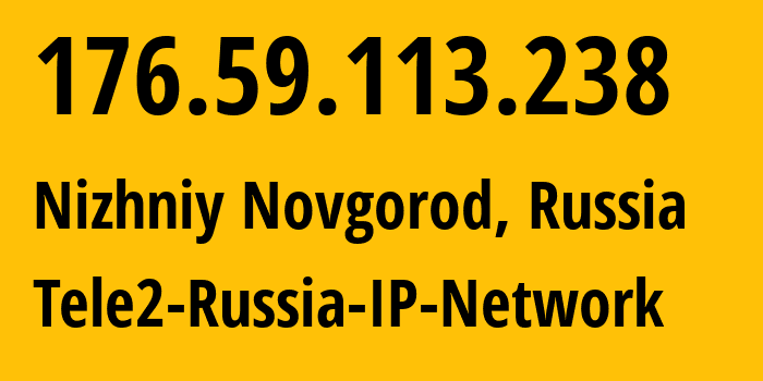 IP-адрес 176.59.113.238 (Нижний Новгород, Нижегородская Область, Россия) определить местоположение, координаты на карте, ISP провайдер AS48092 Tele2-Russia-IP-Network // кто провайдер айпи-адреса 176.59.113.238