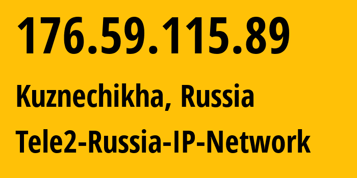 IP address 176.59.115.89 (Kuznechikha, Nizhny Novgorod Oblast, Russia) get location, coordinates on map, ISP provider AS48092 Tele2-Russia-IP-Network // who is provider of ip address 176.59.115.89, whose IP address