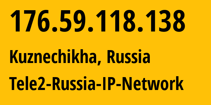 IP-адрес 176.59.118.138 (Кузнечиха, Нижегородская Область, Россия) определить местоположение, координаты на карте, ISP провайдер AS39374 Tele2-Russia-IP-Network // кто провайдер айпи-адреса 176.59.118.138