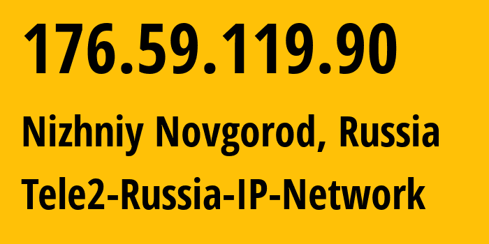 IP-адрес 176.59.119.90 (Нижний Новгород, Нижегородская Область, Россия) определить местоположение, координаты на карте, ISP провайдер AS39374 Tele2-Russia-IP-Network // кто провайдер айпи-адреса 176.59.119.90