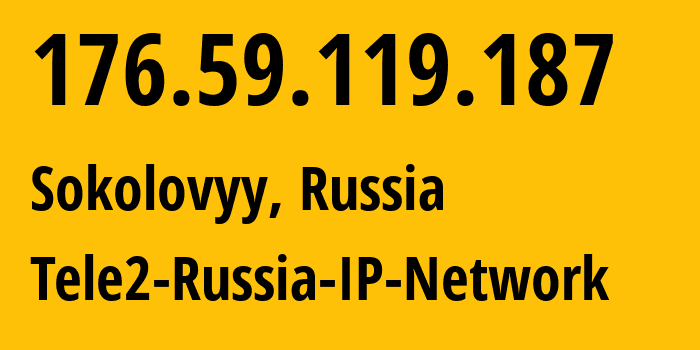 IP address 176.59.119.187 (Sokolovyy, Saratov Oblast, Russia) get location, coordinates on map, ISP provider AS39374 Tele2-Russia-IP-Network // who is provider of ip address 176.59.119.187, whose IP address