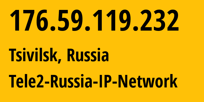 IP address 176.59.119.232 (Tsivilsk, Chuvash Republic, Russia) get location, coordinates on map, ISP provider AS39374 Tele2-Russia-IP-Network // who is provider of ip address 176.59.119.232, whose IP address