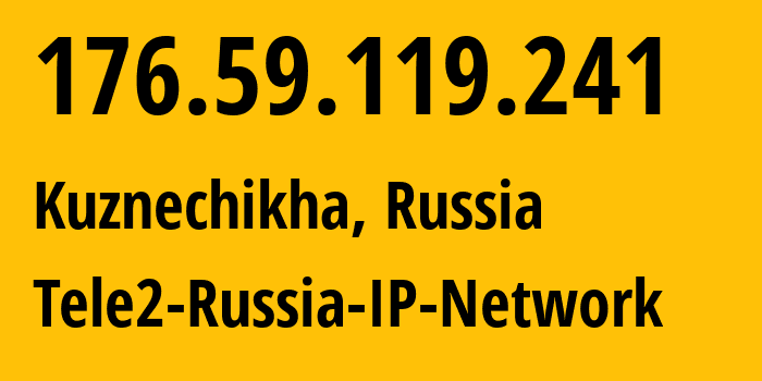 IP address 176.59.119.241 (Kuznechikha, Nizhny Novgorod Oblast, Russia) get location, coordinates on map, ISP provider AS39374 Tele2-Russia-IP-Network // who is provider of ip address 176.59.119.241, whose IP address