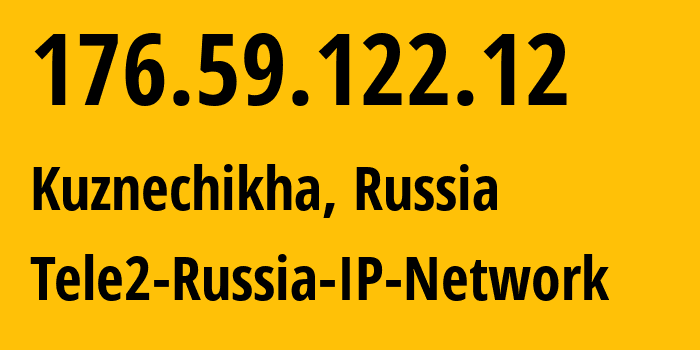 IP address 176.59.122.12 (Kuznechikha, Nizhny Novgorod Oblast, Russia) get location, coordinates on map, ISP provider AS39374 Tele2-Russia-IP-Network // who is provider of ip address 176.59.122.12, whose IP address