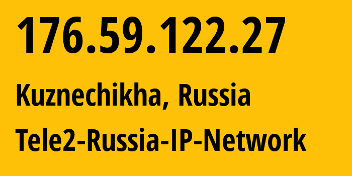 IP address 176.59.122.27 (Kuznechikha, Nizhny Novgorod Oblast, Russia) get location, coordinates on map, ISP provider AS39374 Tele2-Russia-IP-Network // who is provider of ip address 176.59.122.27, whose IP address