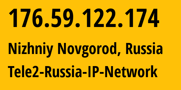 IP-адрес 176.59.122.174 (Нижний Новгород, Нижегородская Область, Россия) определить местоположение, координаты на карте, ISP провайдер AS39374 Tele2-Russia-IP-Network // кто провайдер айпи-адреса 176.59.122.174