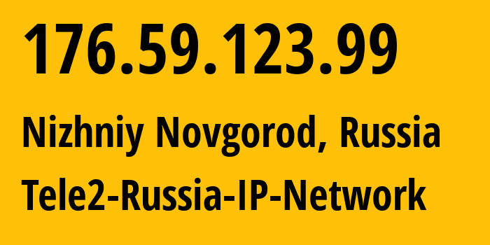 IP-адрес 176.59.123.99 (Нижний Новгород, Нижегородская Область, Россия) определить местоположение, координаты на карте, ISP провайдер AS39374 Tele2-Russia-IP-Network // кто провайдер айпи-адреса 176.59.123.99