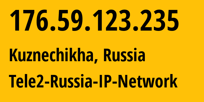 IP-адрес 176.59.123.235 (Кузнечиха, Нижегородская Область, Россия) определить местоположение, координаты на карте, ISP провайдер AS39374 Tele2-Russia-IP-Network // кто провайдер айпи-адреса 176.59.123.235