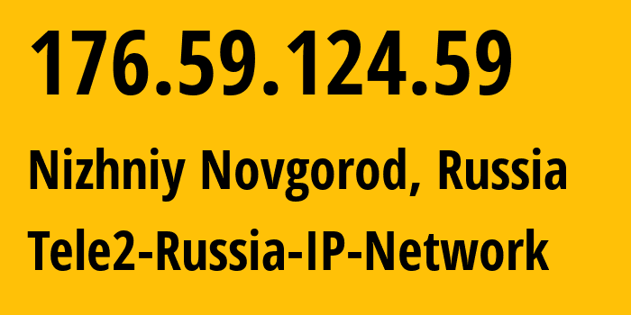 IP-адрес 176.59.124.59 (Нижний Новгород, Нижегородская Область, Россия) определить местоположение, координаты на карте, ISP провайдер AS39374 Tele2-Russia-IP-Network // кто провайдер айпи-адреса 176.59.124.59