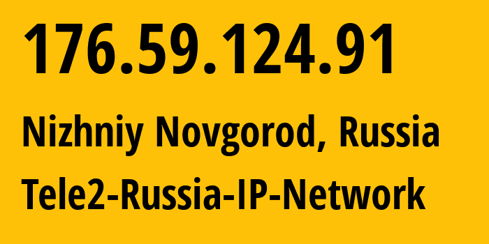 IP address 176.59.124.91 (Nizhniy Novgorod, Nizhny Novgorod Oblast, Russia) get location, coordinates on map, ISP provider AS39374 Tele2-Russia-IP-Network // who is provider of ip address 176.59.124.91, whose IP address