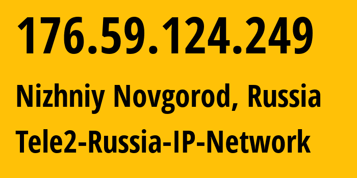 IP address 176.59.124.249 (Nizhniy Novgorod, Nizhny Novgorod Oblast, Russia) get location, coordinates on map, ISP provider AS39374 Tele2-Russia-IP-Network // who is provider of ip address 176.59.124.249, whose IP address