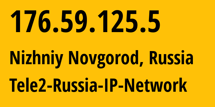 IP-адрес 176.59.125.5 (Нижний Новгород, Нижегородская Область, Россия) определить местоположение, координаты на карте, ISP провайдер AS39374 Tele2-Russia-IP-Network // кто провайдер айпи-адреса 176.59.125.5