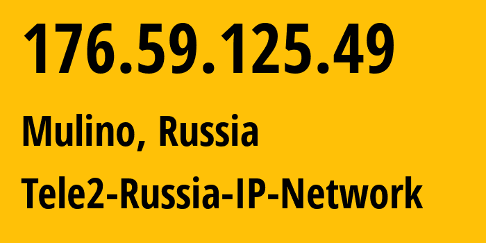 IP address 176.59.125.49 (Mulino, Nizhny Novgorod Oblast, Russia) get location, coordinates on map, ISP provider AS39374 Tele2-Russia-IP-Network // who is provider of ip address 176.59.125.49, whose IP address