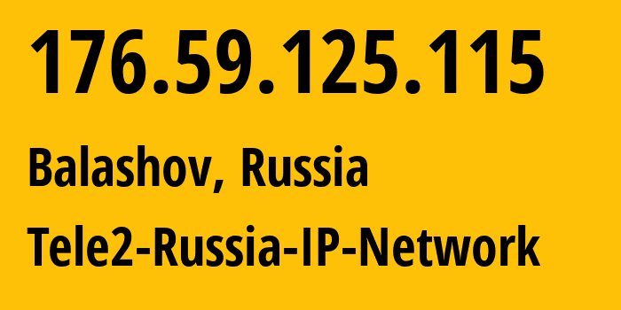 IP-адрес 176.59.125.115 (Балашов, Саратовская Область, Россия) определить местоположение, координаты на карте, ISP провайдер AS39374 Tele2-Russia-IP-Network // кто провайдер айпи-адреса 176.59.125.115