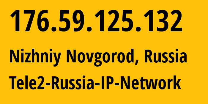 IP-адрес 176.59.125.132 (Нижний Новгород, Нижегородская Область, Россия) определить местоположение, координаты на карте, ISP провайдер AS39374 Tele2-Russia-IP-Network // кто провайдер айпи-адреса 176.59.125.132