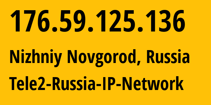 IP-адрес 176.59.125.136 (Нижний Новгород, Нижегородская Область, Россия) определить местоположение, координаты на карте, ISP провайдер AS39374 Tele2-Russia-IP-Network // кто провайдер айпи-адреса 176.59.125.136