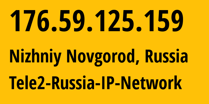 IP address 176.59.125.159 (Nizhniy Novgorod, Nizhny Novgorod Oblast, Russia) get location, coordinates on map, ISP provider AS39374 Tele2-Russia-IP-Network // who is provider of ip address 176.59.125.159, whose IP address