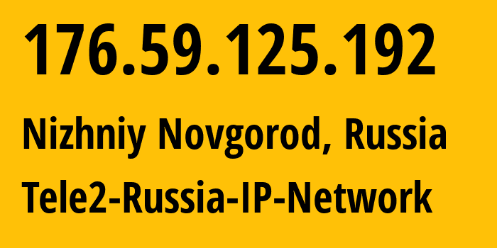 IP address 176.59.125.192 (Nizhniy Novgorod, Nizhny Novgorod Oblast, Russia) get location, coordinates on map, ISP provider AS39374 Tele2-Russia-IP-Network // who is provider of ip address 176.59.125.192, whose IP address