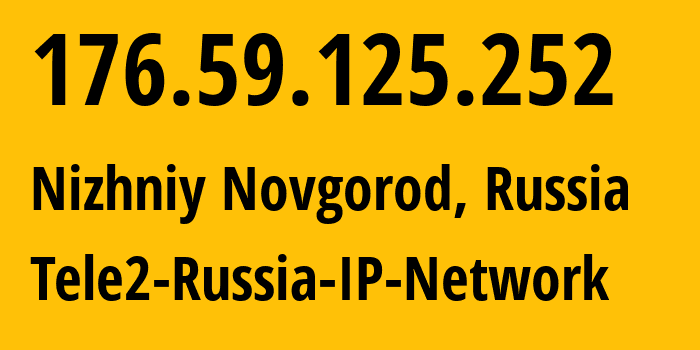 IP-адрес 176.59.125.252 (Нижний Новгород, Нижегородская Область, Россия) определить местоположение, координаты на карте, ISP провайдер AS48092 Tele2-Russia-IP-Network // кто провайдер айпи-адреса 176.59.125.252