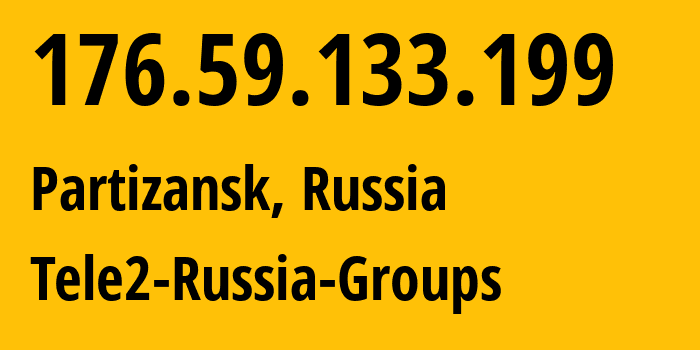 IP-адрес 176.59.133.199 (Партизанск, Приморский Край, Россия) определить местоположение, координаты на карте, ISP провайдер AS41330 Tele2-Russia-Groups // кто провайдер айпи-адреса 176.59.133.199