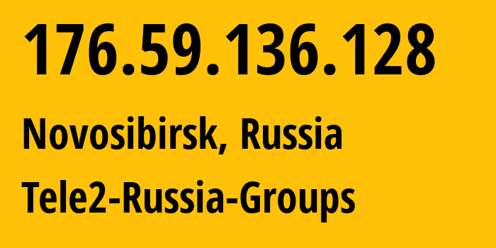 IP address 176.59.136.128 (Novosibirsk, Novosibirsk Oblast, Russia) get location, coordinates on map, ISP provider AS41330 Tele2-Russia-Groups // who is provider of ip address 176.59.136.128, whose IP address