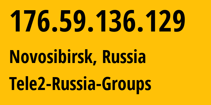 IP address 176.59.136.129 (Novosibirsk, Novosibirsk Oblast, Russia) get location, coordinates on map, ISP provider AS41330 Tele2-Russia-Groups // who is provider of ip address 176.59.136.129, whose IP address