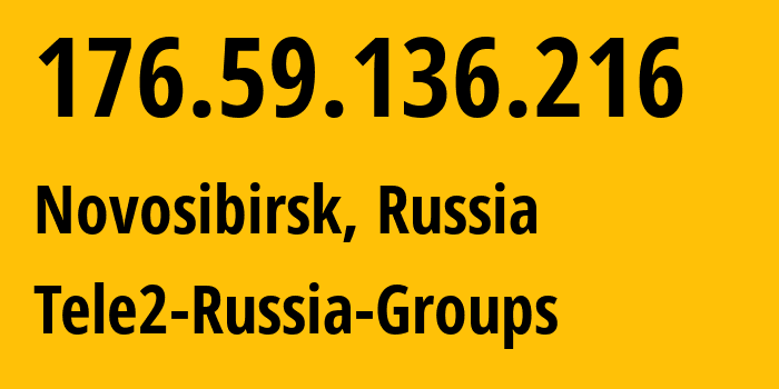 IP-адрес 176.59.136.216 (Новосибирск, Новосибирская Область, Россия) определить местоположение, координаты на карте, ISP провайдер AS41330 Tele2-Russia-Groups // кто провайдер айпи-адреса 176.59.136.216