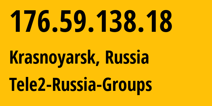 IP address 176.59.138.18 (Krasnoyarsk, Krasnoyarsk Krai, Russia) get location, coordinates on map, ISP provider AS41330 Tele2-Russia-Groups // who is provider of ip address 176.59.138.18, whose IP address