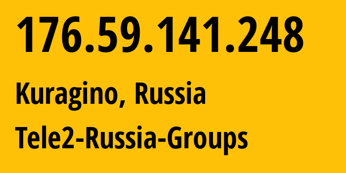 IP-адрес 176.59.141.248 (Курагино, Красноярский Край, Россия) определить местоположение, координаты на карте, ISP провайдер AS41330 Tele2-Russia-Groups // кто провайдер айпи-адреса 176.59.141.248