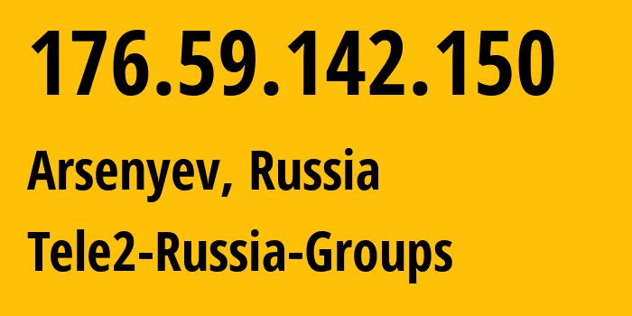 IP address 176.59.142.150 (Arsenyev, Primorye, Russia) get location, coordinates on map, ISP provider AS41330 Tele2-Russia-Groups // who is provider of ip address 176.59.142.150, whose IP address