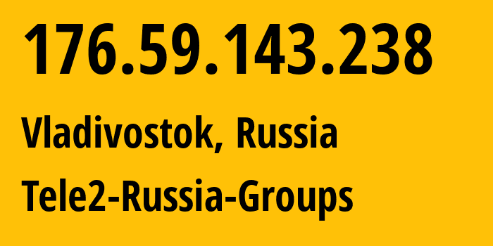 IP address 176.59.143.238 (Vladivostok, Primorye, Russia) get location, coordinates on map, ISP provider AS41330 Tele2-Russia-Groups // who is provider of ip address 176.59.143.238, whose IP address