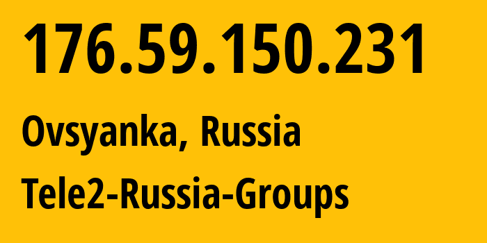 IP-адрес 176.59.150.231 (Овсянка, Красноярский Край, Россия) определить местоположение, координаты на карте, ISP провайдер AS41330 Tele2-Russia-Groups // кто провайдер айпи-адреса 176.59.150.231